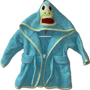 Baby Starters Blue Frog Hooded Bath Robe 0-9 Months Terry Cotton Rashti Animal